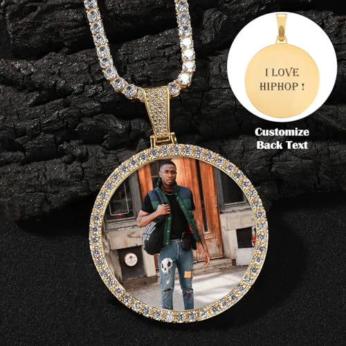 Personalized Big Circle Chain Custom Chain for Men Women 18K Plated with Cubic Zirconia Name Picture Necklace Personalized Photo Hip-pop Pendant3