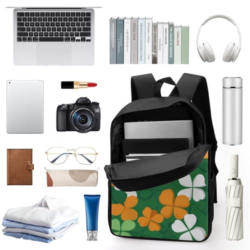 Irish Shamrock Saint Patrick 17 Inch Backpack Classic Travel Daypack with Adjustable Shoulder Straps for Men Women3