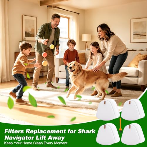 Image of 4 Pack Foam and Felt Filters for Shark Vacuum Navigator Lift Away Filter Replacement ZU503AMZ NV350 NV351 NV352 NV355 NV356E NV360 NV370 NV391 UV440,UV490 UV500 UV540 UV550 CU500 XFF350 XHF350