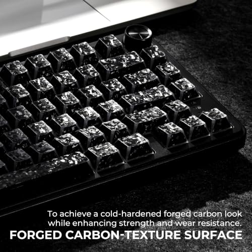 Image of GMKWTL XVX Black Shine Through Keycaps, PBT Keyboard Keycaps Cherry Profile | Forged Carbon Texture, Side Printed Keycap Sets Suitable for 60% 65% 75% 80% 100% Mechanical Keyboard