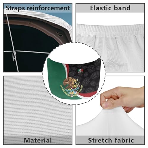 Image of Renewold Mexican Flag Skull, Car Hood Cover Protector, Vehicle Hood Wrap Blanket, Women Men Automotive Exterior Accessories, Elastic for Outdoor Indoor Holiday