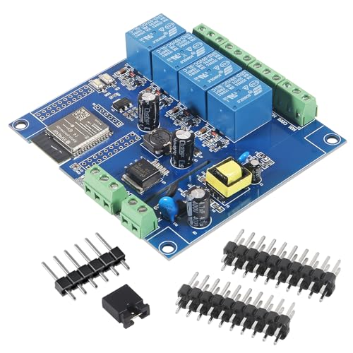 AC/DC Power Supply ESP32 Development Board Programmable Development Board Wireless WiFi 4 Way Channel 5V Relay Module ESP32-WROOM-32E for Arduino AC 90-250V / DC 7-30V