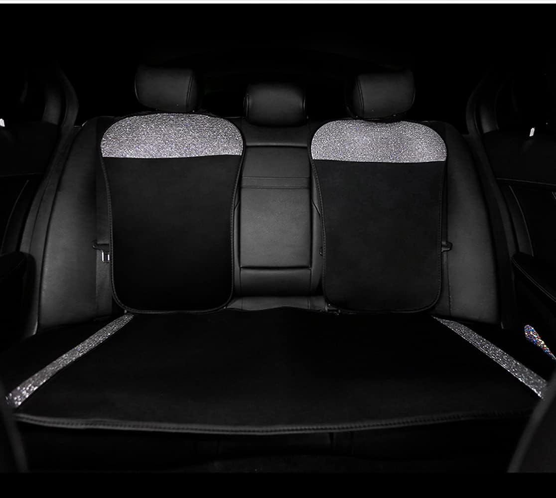 Universal Bling Back Seat Cover Cushion Rear Bench Set Mat Pad with Crystal Rhinestones for Women Girls Baby Pet Dog White Diamonds (Rear Back seat -White)