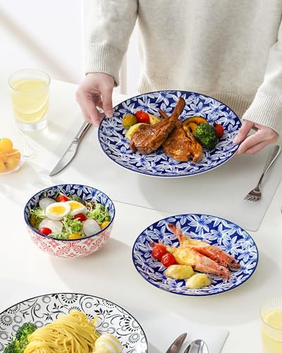Image of vancasso SELENE Plates and Bowls Set for 6, 18 Pieces Dinnerware Sets, Mircowave and Dishwasher Safe Dishes Set, Porcelain Muted Dinnerware