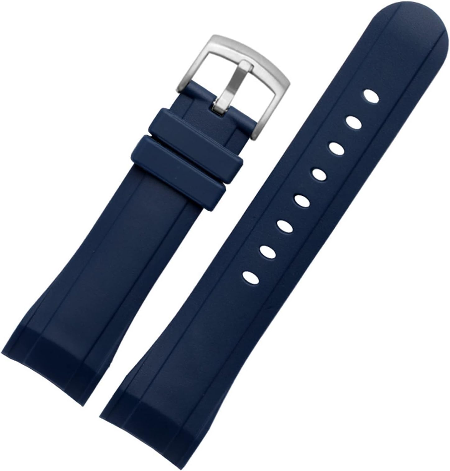 Fluororubber watch strap 24mm for graham watches band Rubber bracelet mens sport watchband Curved end watch band blue color