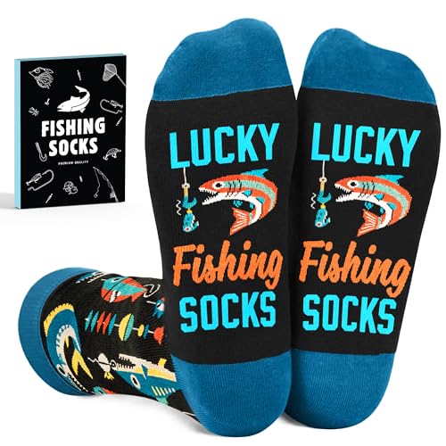 VICRAZY Fishing Gifts For Men - Comfy Socks With Fly Fishing Accessories Design,...