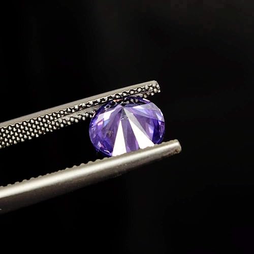 Miniatura 2 de REAL-GEMS Piedra preciosa suelta de circonita cúbica creada en laboratorio, color violeta de forma redonda 3.55 Ct, Gema, circonita cúbica