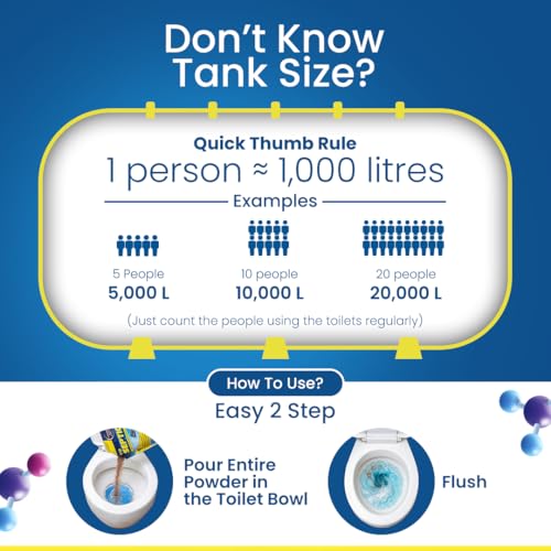 Image of T1B Septic Tank Cleaning Powder - 100X Powerful Formula Microbes & Enzymes, Odour Removal, Prevents Blockages & Clears Drains, Septic Tank Treatment Powder Pack of 6 (1.5 Kg)