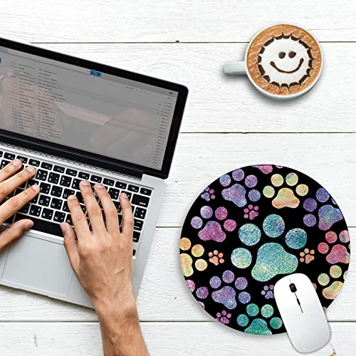 Image of Cat Paw Round Mouse Pads for Desk, Funny Small Mousepad for Laptop Gaming, Stitched Edge Non-Slip Rubber Base, Cute Home Office Decor Desk Accessories Office Supplies Gift for Women Teen Girls