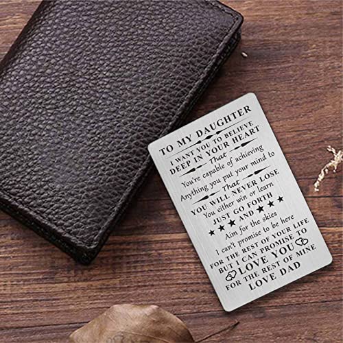Gifts for Daughter - To My Daughter Gifts from Dad - Daughter Metal Engraved Wallet Card - Daughter Birthday Graduation Christmas Gift Ideas3