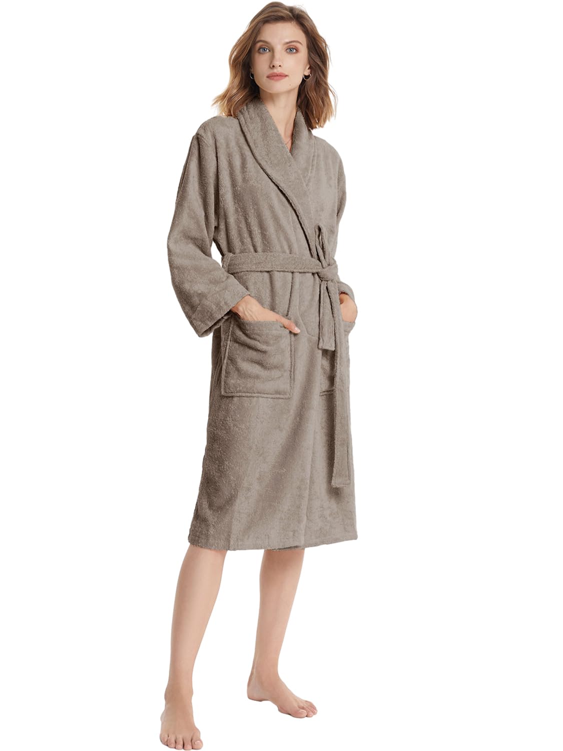 SIORO Women Cotton Terry Cloth Robes, Soft Plush Spa Bathrobe with Shawl Collar, Towel nightgrown Bath for Pool, Gym, Travel