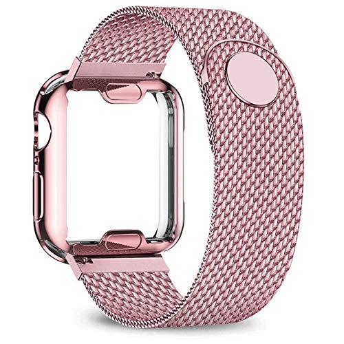 Bracelet en acier inoxydable et boîtier plaqué or rose pour iWatch 40mm et 44mm