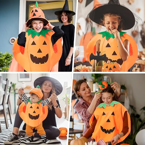 Clooouds 3Pcs Halloween Pumpkin Costume For Kids Children Halloween Pumpkin Cosplay Party Clothes With A Hat,A Bag thumb #4