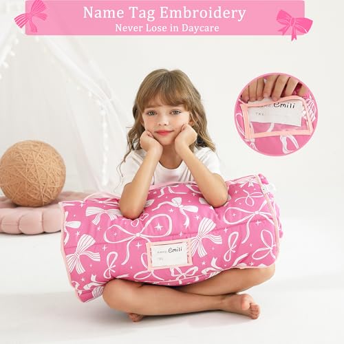Image of Toddler Nap Mat for Preschool 50''x30'' Sleeping Mat with Removable Pillow and Minky Blanket for Kids Ages 3-7 Roll Up Soft Sleeping Bag for Boys Girls Kindergarten Daycare Sleepover