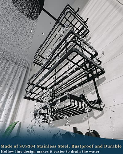 Consumest Shower Caddy Over Shower Head With Soap Holder, No Drilling Hanging Shower Organizer With 4 Movable Hooks, Rustproof & Waterproof Hanging Shower Caddy Shower Storage Rack, Black #TOP3