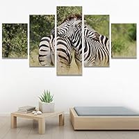 SIGNWIN 5 Panel Canvas Wall Art Animals Black and White Dramatic Group Modern Artwork for Home Decorations Ready to Hang - 60