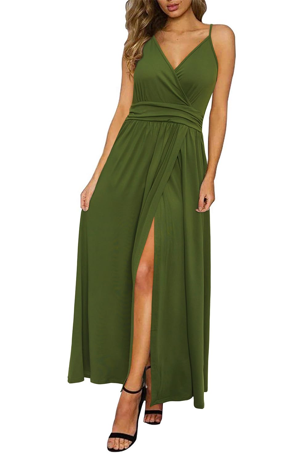 Newshows Women's 2026 Lightweight Summer Wedding Guest Beach Vacation Casual V Neck Split Flowy Maxi Dress