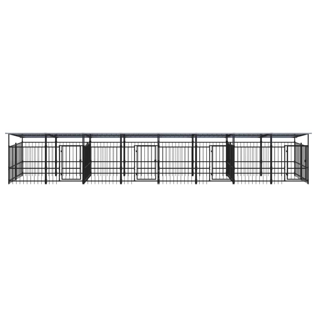 Perrera para perros de acero con recubrimiento en polvo con techo de 15,02 m², plegable y modular para cachorros y perros, protección segura y entrenamiento en el jardín o al aire libre