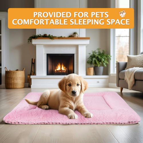 PET SPPTIES Hundebett Weiches und Warmes Matten Hundekissen Waschbarn kuschelig Umkehrbar Haustier Sofakissen PS085 (90X70 cm, Rosa)