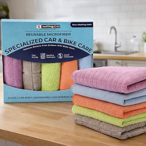 Image of Cutting EDGE 200-300 GSM High Performance Car Towel, 30x30 cm (Set of 5) | Material: 200-300 GSM Microfiber, High Performance Car Towel, Ideal for Car, Bike, Glass & Dashboard Cleaning
