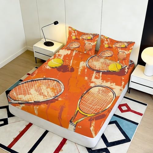 Drap housse tennis microfibre orange 90x200cm infroissable