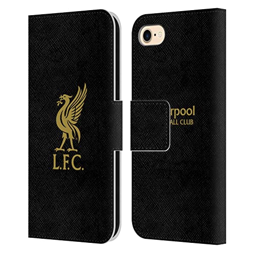 Head Case Designs Officially Licensed Liverpool Football Club Gold Logo On Black Liver Bird Leather Book Wallet Case Cover Compatible With Apple iPhone 7/8 / SE 2020 & 2022