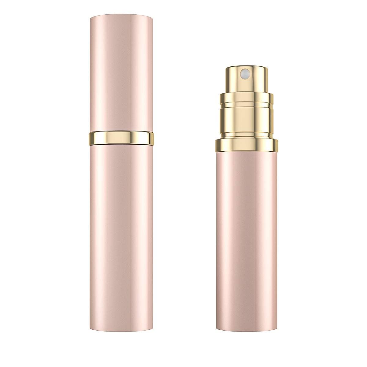 Travel Mini Perfume Refillable Atomizer Container, Portable Easy Refillable Perfume Spray Pump Empty Bottle for men and women, for Traveling and Outgoing, with 5ml Mini Pocket Size (Rose Gold)