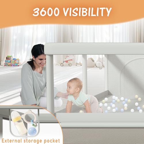 79x79 Inch Baby Playpen for Babies and Toddlers, Extra Large Play Yards for Indoor & Outdoor with Zipper Gates, Breathable Mesh with Anti-Slip Base