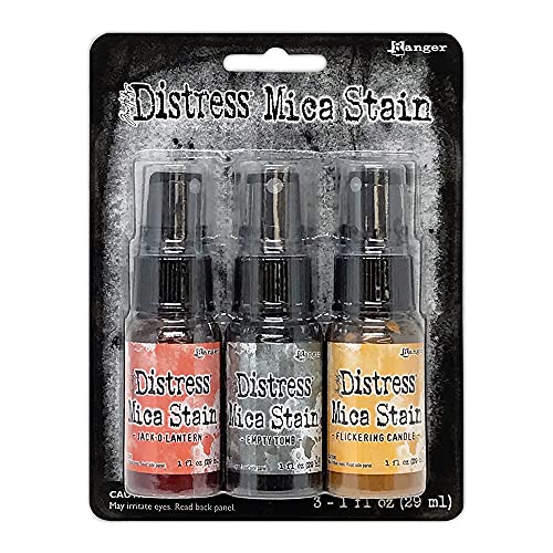Ranger Tim Holtz-Distress-Mica Stain Set 1, Jack'O'Lantern, Empty Tomb, and Flickering Candle, 3 x 1 fl oz