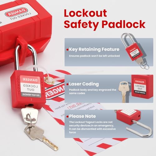 Kit d'étiquette de lock-out électrique complet avec cadenas et hachés de consignation - 3