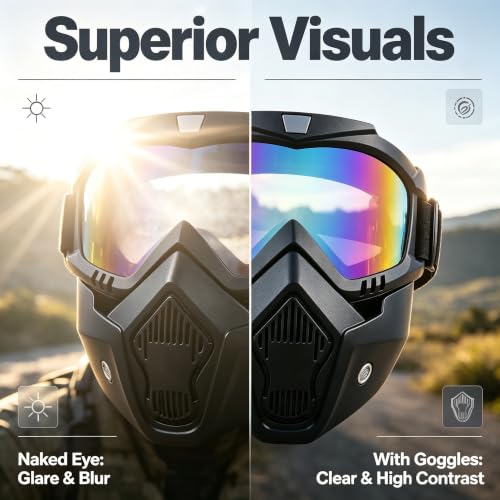 Image of Motorcycle Face Mask Full Face,Dirt Bike Goggles Motocross, ATV, Offroad, Riding Racing Goggles for Men Women