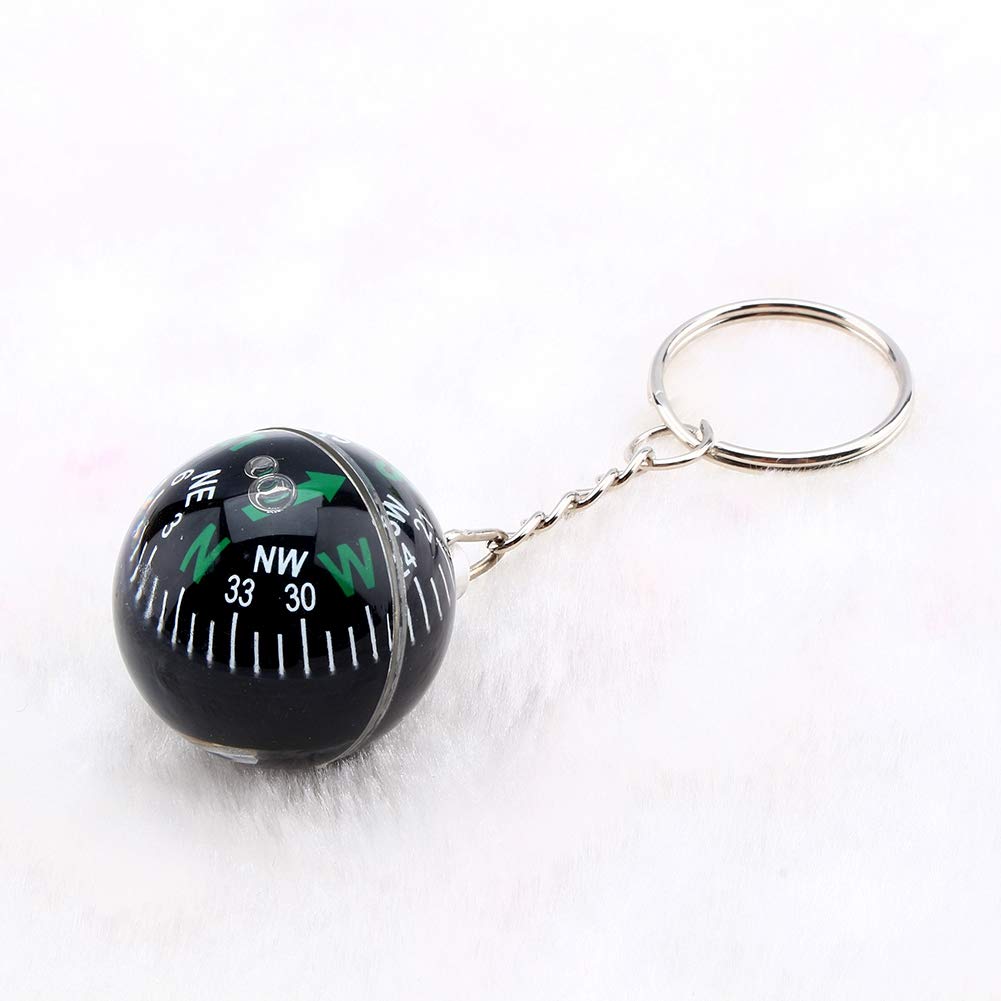 Ball Compass Keychain, 28mm Liquid Filled Compass Portable Hiking Key Rings Mini Survival Navigation Equipment for Camping Travel