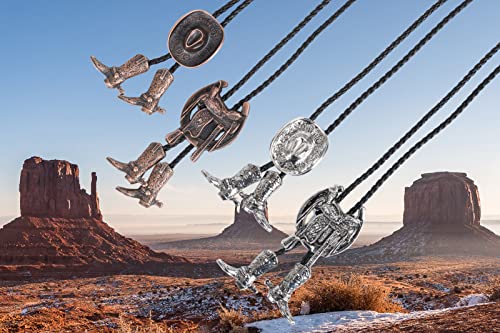 Image of Bolo Ties for Men Western - 3D Cowboy Hat Design With Vintage Boots, Western Bolotie Bola Tie