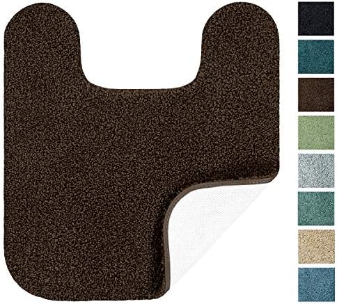 Maples Rugs Softec Non Slip Washable & Quick Dry Contour Toilet Rugs [Made in USA], U-Shaped, Dark Brown