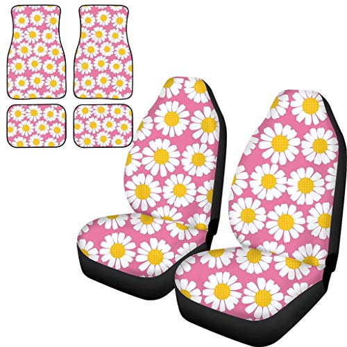 Tapis de voiture caoutchouc et housses roses pour protéger votre auto