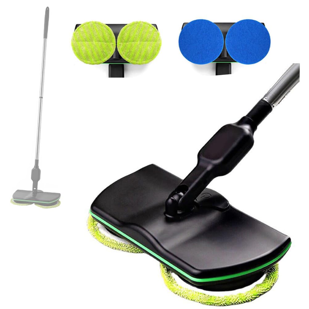 Mopa Giratoria Eléctrica de Limpieza,Mopa Spinning Recargable con Mango Ajustable,2 Almohadillas Microfibra y 2 Almohadillas Pulido,para Suelos de mármol,parqué y demás