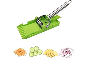 Multi Pelador Doble Cuchilla con Rebanador en Juliana, Tuerca Espiral para Papas,...