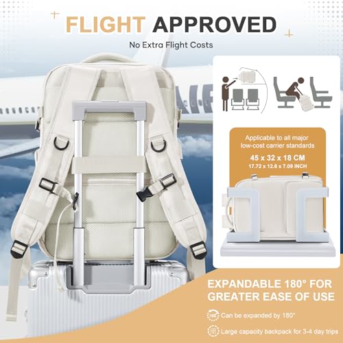 Image of Vacuum Backpack Travel Backpack with Compression, Men Women Vacuum Backpack with Air Pump, Carry on Backpack Flight Approved Personal Item Size - White