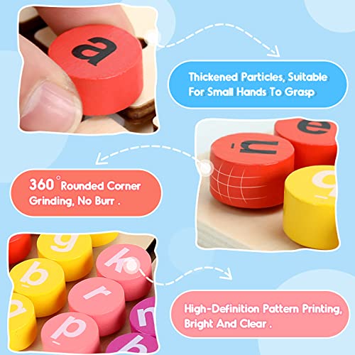 Wooden Vowel Letters Move Reading Spelling Games, Fine Motor Skills Alphabet Blocks Sight Words Flash Cards Kindergarten Montessori Classroom Educational Toy Gifts For 3 4 5 6 7+ Year Old Kids #TOP2