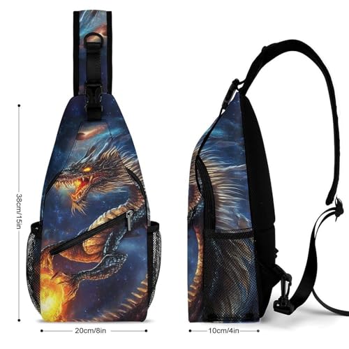Fashion Chest Pack Travel Shoulder Bag, Cool Space Fire Dragon Art Small Cross Body Sling Bag For Women Men2