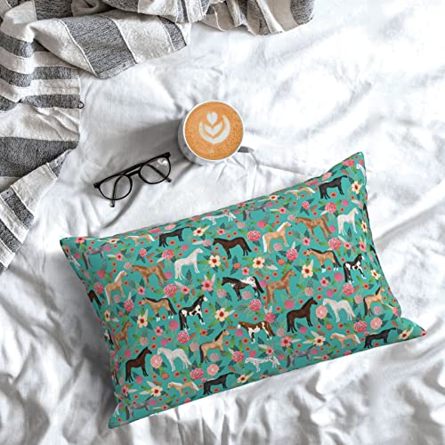 Horse Multi Coat Floral Horses Pillow Case Queen Size - Soft Pillowcase 20X30 Inch Durable Easy Care Decorative Bed Pillow Protectors Covers For Skin And Hair #TOP6