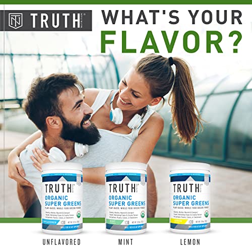 Truth Nutrition Super Organic Greens Powder - Green Superfood Powder 30 Servings Green Juice Powder - Organic Fruit And Vegetable Powder Supplement Green Smoothie Powder Mix (Unflavored) #TOP5