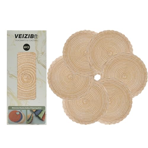 VEIZIBEE Manteles Individuales or Posavasos, Almohadilla de café Mesa de Redondos Salvamanteles Individuales de Encaje, Lavables, Antideslizantes, Cocina, Mesa de Comedor (Kaqib, 30cm)
