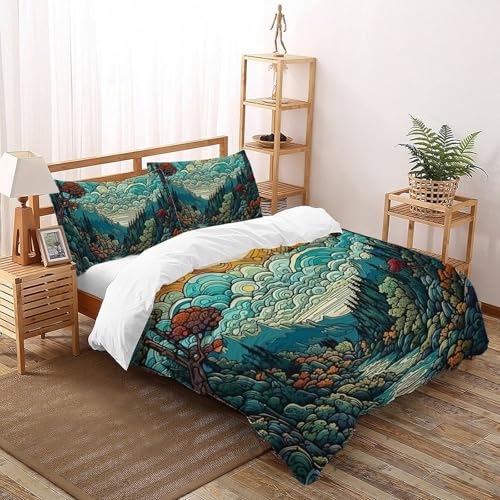 Housse de couette double paysage avec fermeture éclair en microfibre imprimée 3D - 2