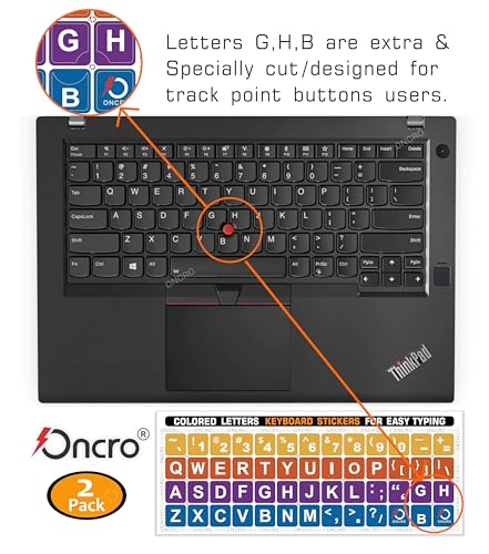 Image of Pack of 2, Large English Keyboard Stickers Big Letter Alphabet Typing US English Language Replacement Stickers for Laptop PC Desktop Computer Black Lettering Water Proof (Rainbow Theme)