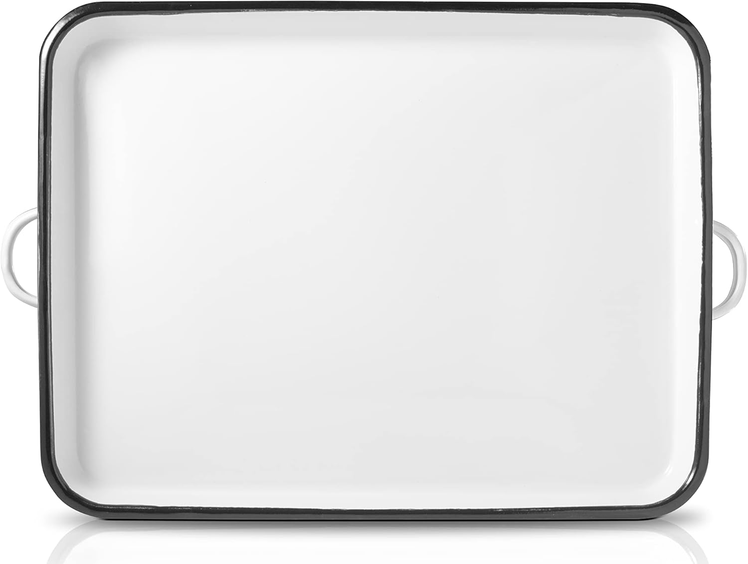 17” White Enamel Serving Tray with Handles and Baking Cookie Sheet, White