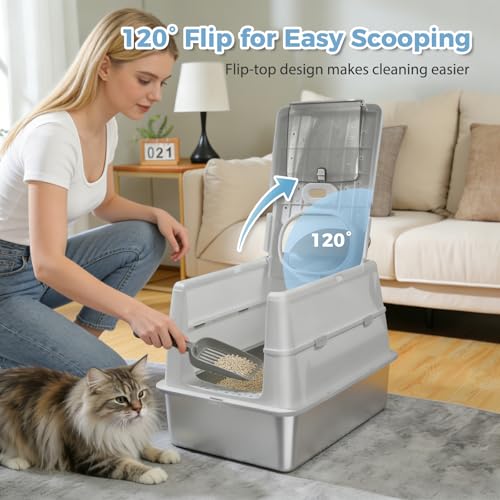 Arenero XL Metálico Cerrado para Gatos con Tapa miniatura 5
