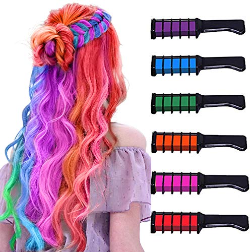 Hair Chalk For Girls Kids Washable Bright Hair Chalk Combs Temporary Hair Color for Age 3 4 5 6 7 8 9 10 Festival Party Cosplay Dress up Halloween, Christmas New Years Birthday Gift for Girls