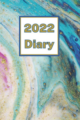 2022 Diary, Colourful Water Effect With Gold Flecks