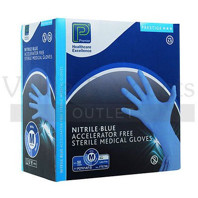 Shermond P2762AF/S Sterile Powder Free Nitrile Gloves, Size 9/Large, Blue (Pack of 100)